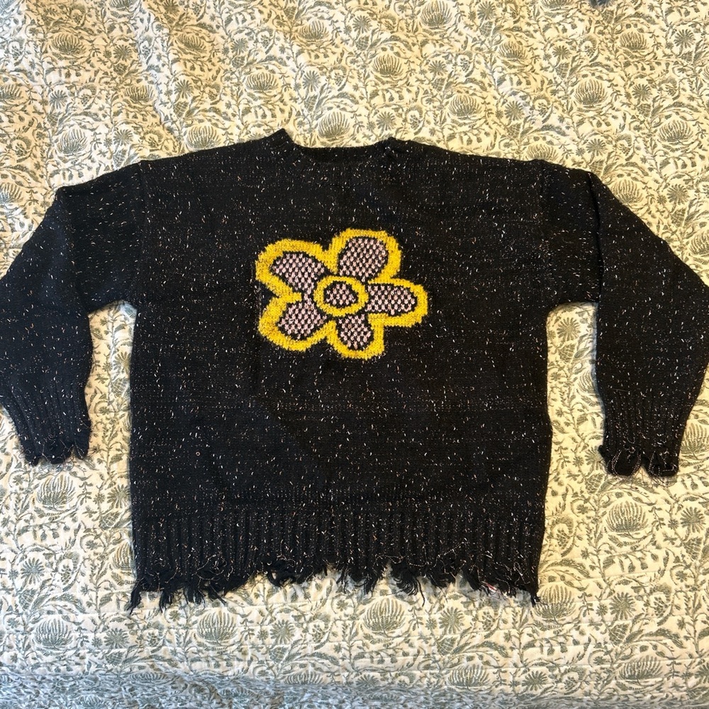 Cider Black Knit Scarf with Orange Apple Tag
